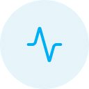Blue heart rate line on light circle.