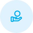 Hand holding a coin icon.